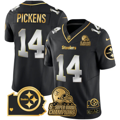 PIT 6-Time Champions Home Patch Gold Vapor Limited Jersey - All Stitched