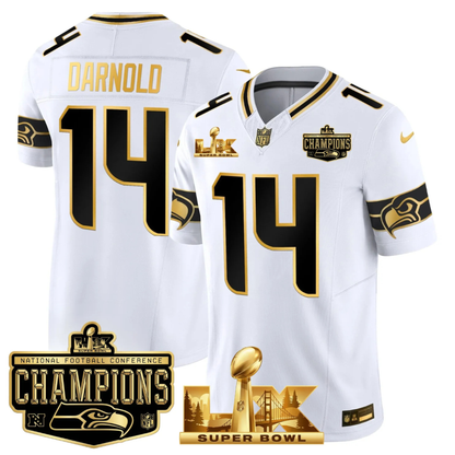SEA NFC Champs & S.B LX Patch Gold Vapor Limited Jersey - All Stitched