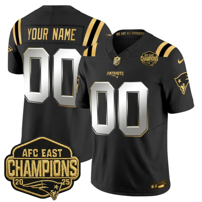 NE 2025 AFC East Champions Gold Vapor Limited Jersey - All Stitched