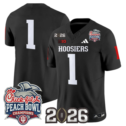 Indiana Hoosiers Peach Bowl Champions & 2026 CFP Finals Patch Vapor Limited Jersey V1 - All Stitched