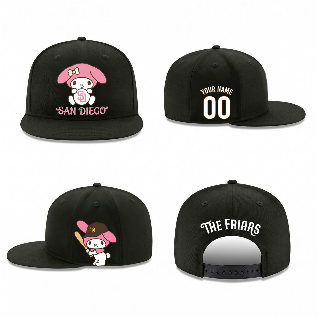 SD x Pink Sanrio Friends Personalized Snapback Cap - Printed