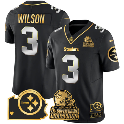 PIT 6-Time Champions Home Patch Gold Vapor Limited Jersey - All Stitched