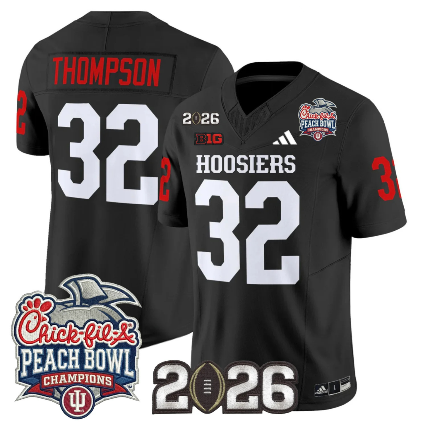 Indiana Hoosiers Peach Bowl Champions & 2026 CFP Finals Patch Vapor Limited Jersey V1 - All Stitched