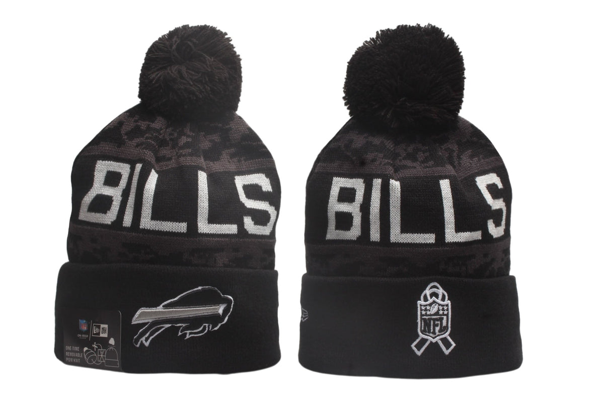 Football Salute to Service Cuffed Knit Hat with Pom - Embroidered Patch