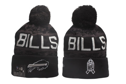 Football Salute to Service Cuffed Knit Hat with Pom - Embroidered Patch