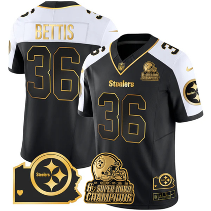 PIT 6-Time Champions Home Patch Gold Vapor Limited Jersey - All Stitched