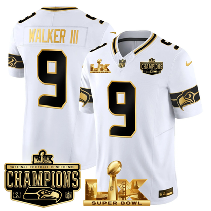 SEA NFC Champs & S.B LX Patch Gold Vapor Limited Jersey - All Stitched