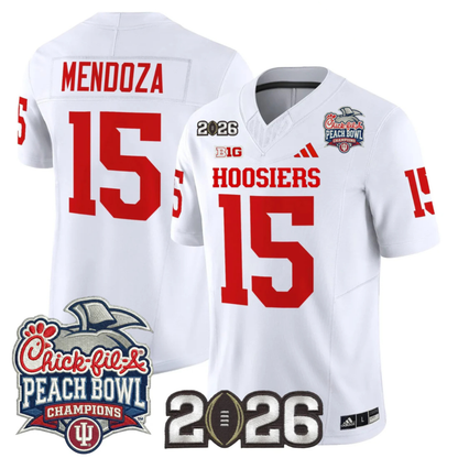 Indiana Hoosiers Peach Bowl Champions & 2026 CFP Finals Patch Vapor Limited Jersey V1 - All Stitched