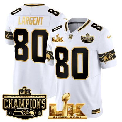 SEA NFC Champs & S.B LX Patch Gold Vapor Limited Jersey - All Stitched