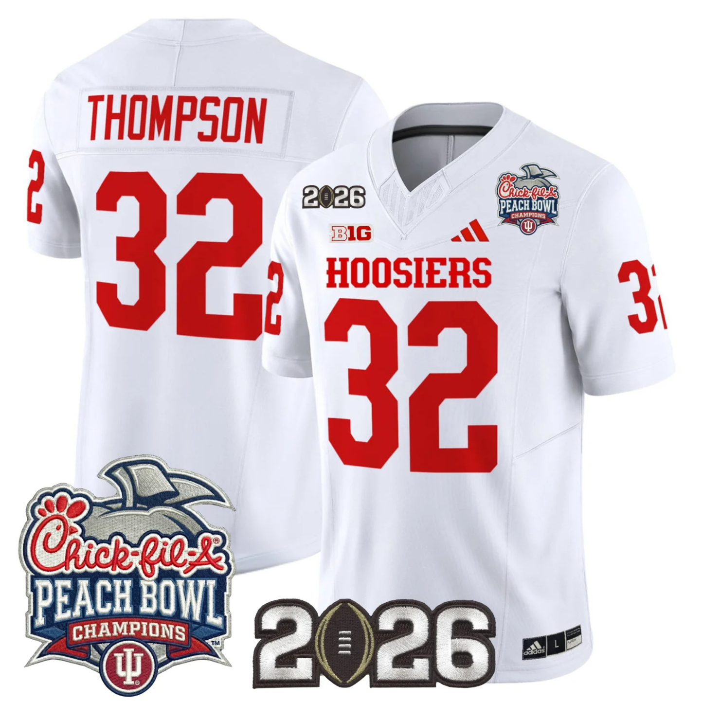 Indiana Hoosiers Peach Bowl Champions & 2026 CFP Finals Patch Vapor Limited Jersey V1 - All Stitched