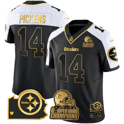 PIT 6-Time Champions Home Patch Gold Vapor Limited Jersey - All Stitched