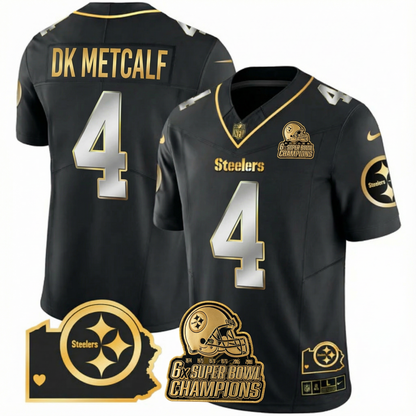 PIT 6-Time Champions Home Patch Gold Vapor Limited Jersey - All Stitched