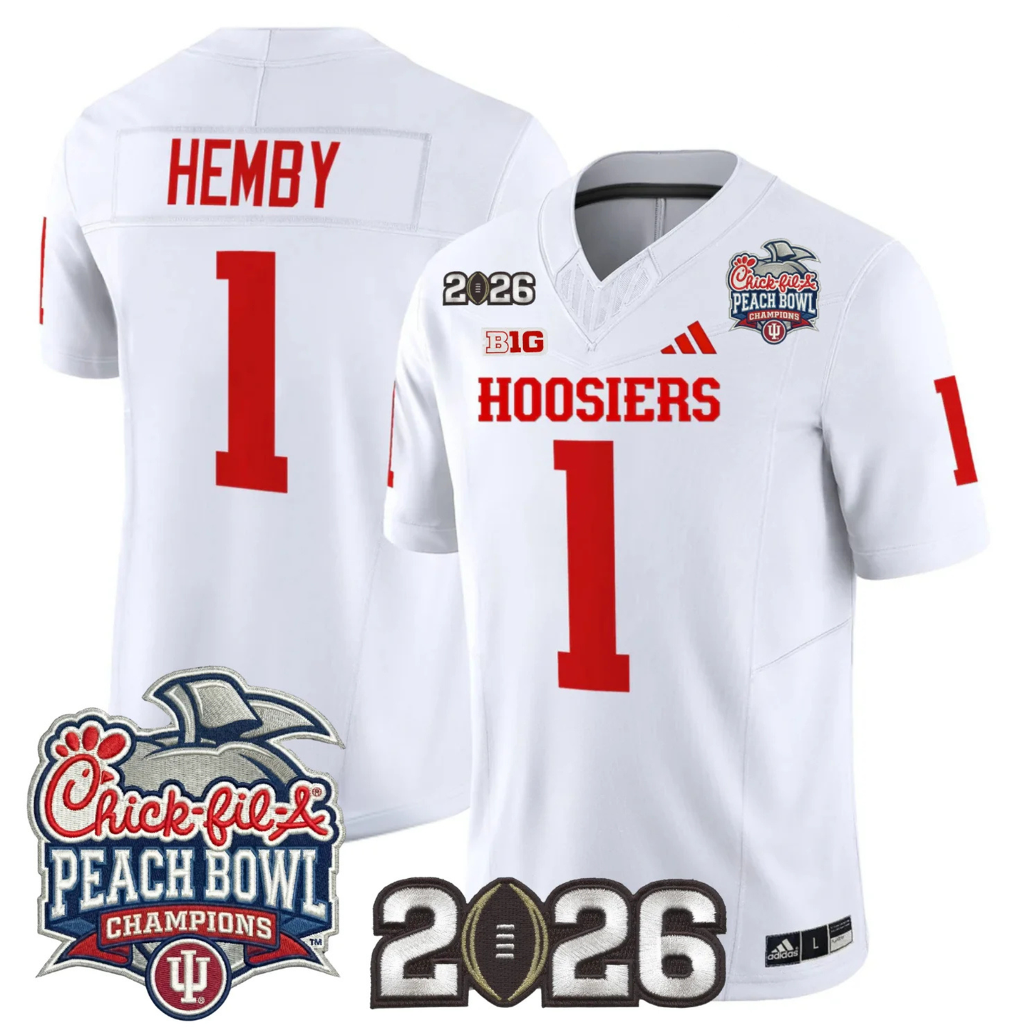 Indiana Hoosiers Peach Bowl Champions & 2026 CFP Finals Patch Vapor Limited Jersey V1 - All Stitched