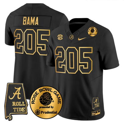 BAMA 2025 Rose Bowl Gold Vapor Limited Jersey - Alabama Map - All Stitched