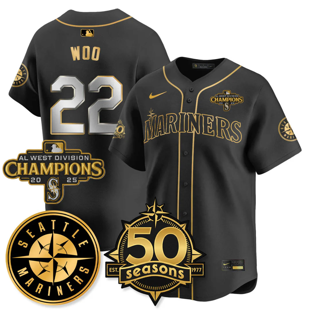 SEA Vapor Premier Limited Gold Jersey - 50th Anniversary & AL West Division Champions - All Stitched
