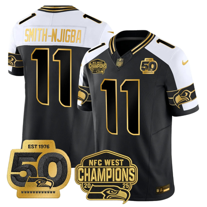 SEA 50th & NFC West Champions Patch Gold Vapor Limited Jersey - All Stitched