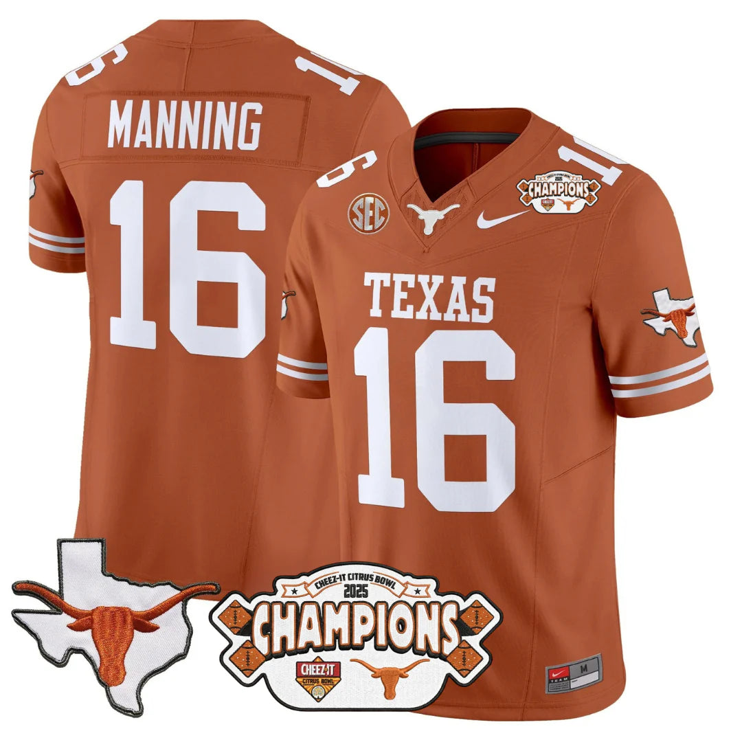 TEX 2025 State Map & Citrus Bowl Champions Patch Vapor Limited Jersey V1 - All Stitched