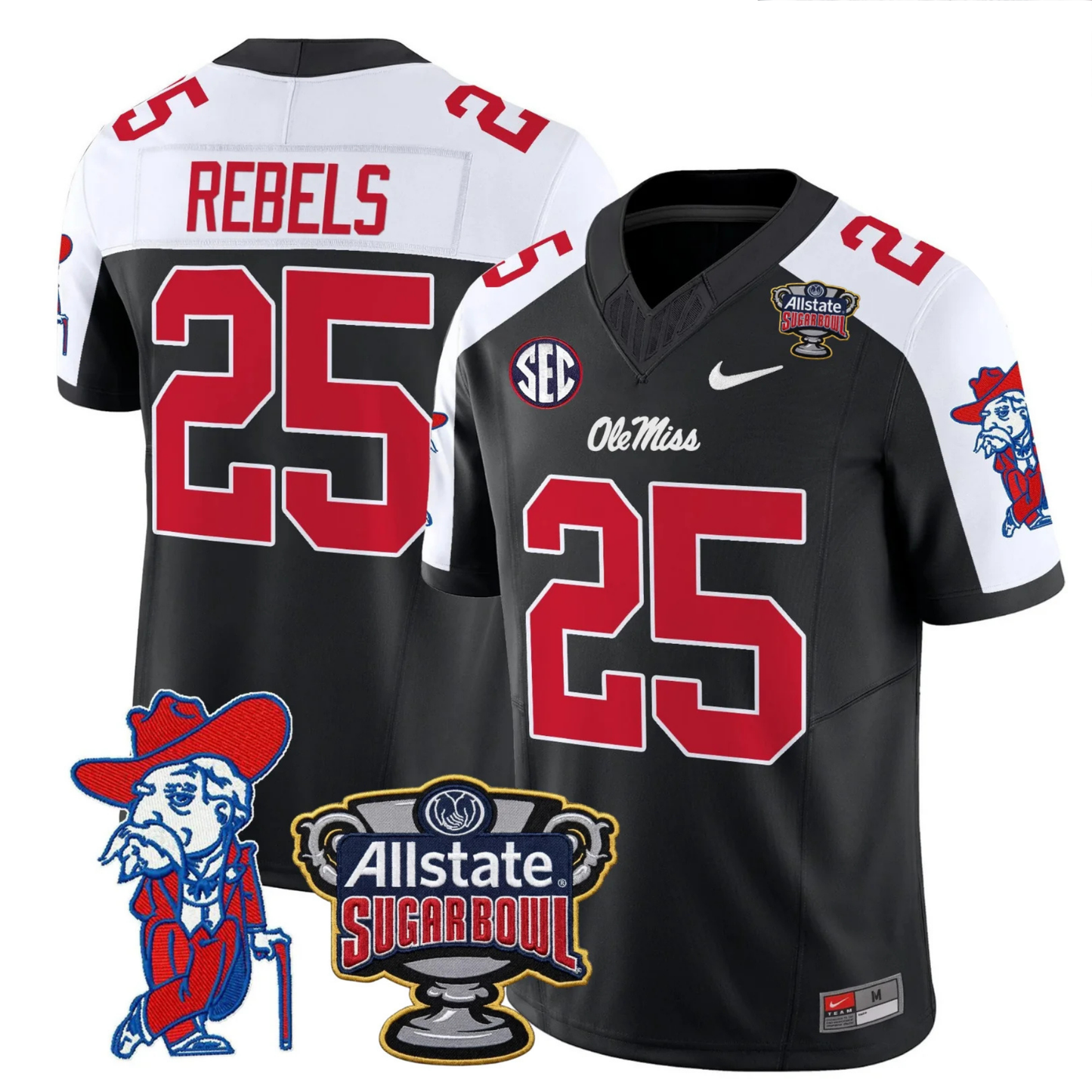 Ole Miss Rebels 2025 Sugar Bowl Patch Vapor Limited Jersey - All Stitched