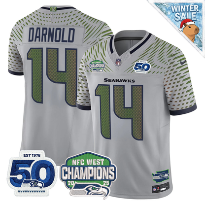 Seattle Seahawks 50th & NFC West Champions Patch Vapor Limited Jersey - Stitched