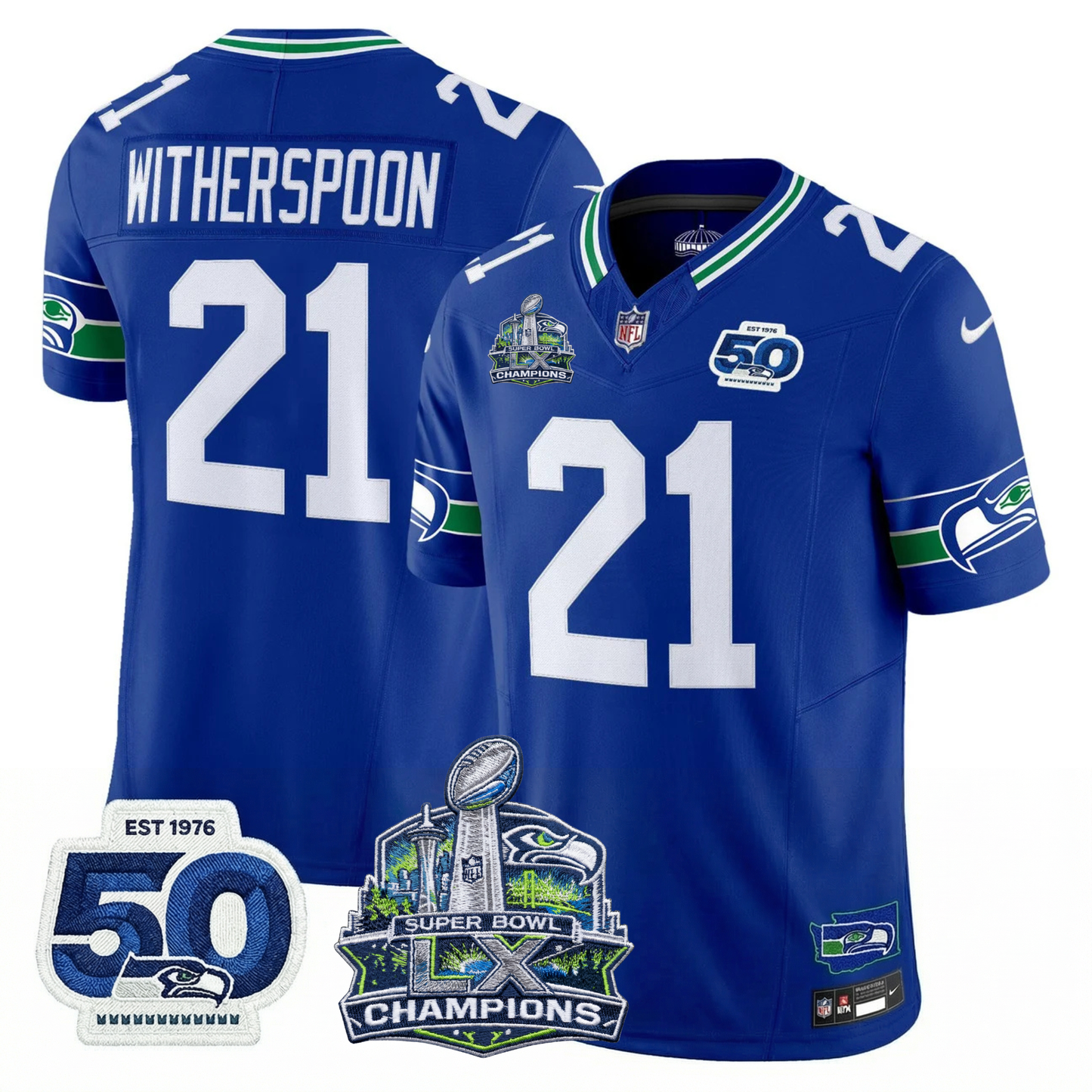 SEA S.Bowl LX Champions Patch Vapor Limited Jersey - All Stitched