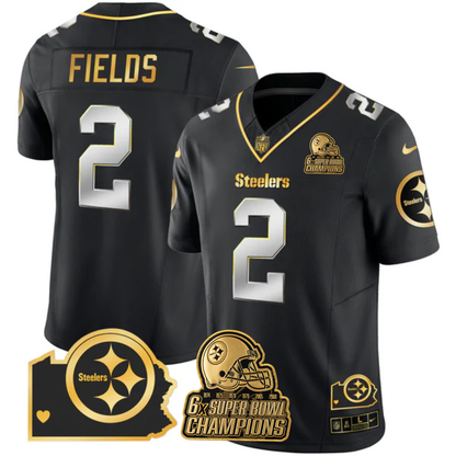 PIT 6-Time Champions Home Patch Gold Vapor Limited Jersey - All Stitched