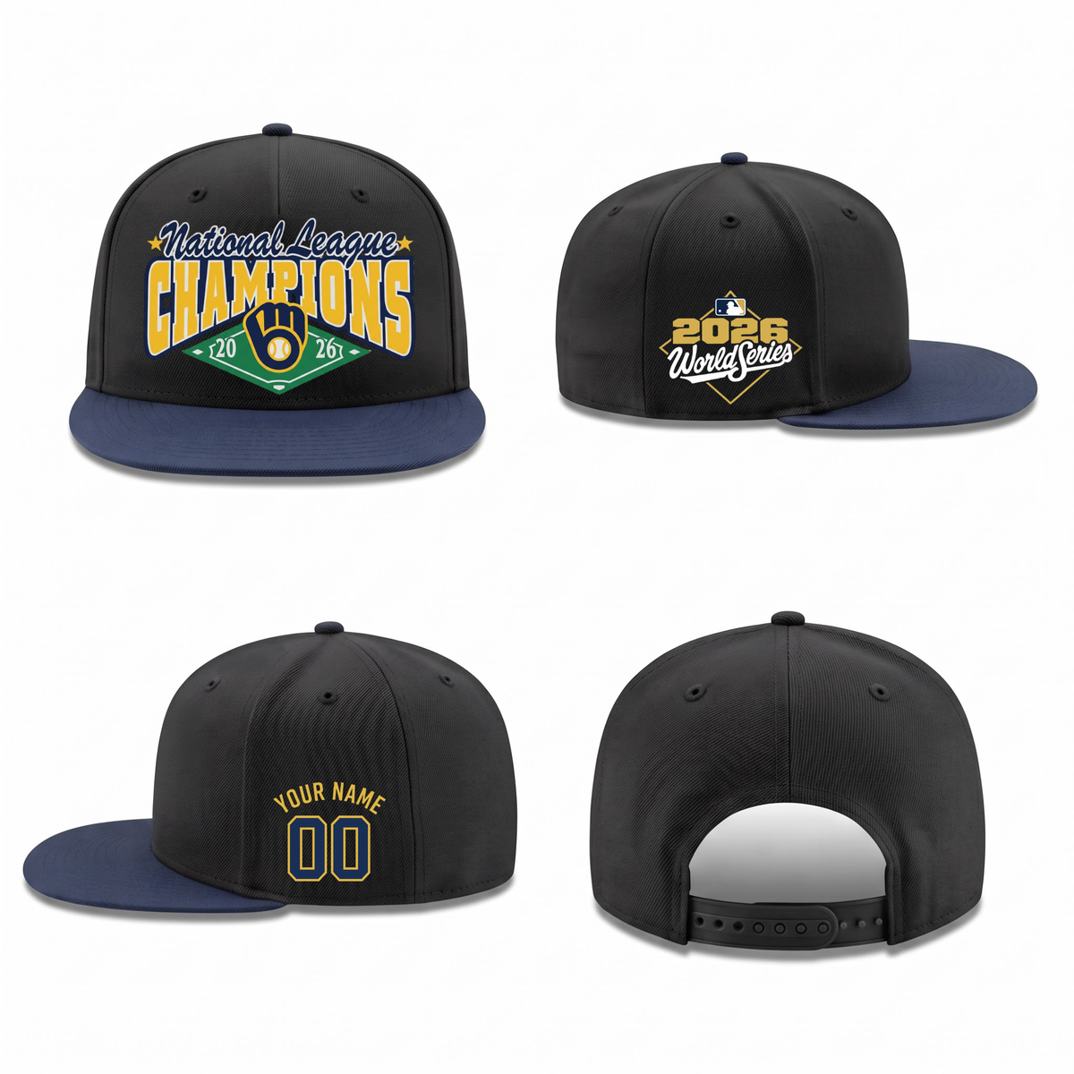MIL National League Champions Personalized Snapback Cap - Printed