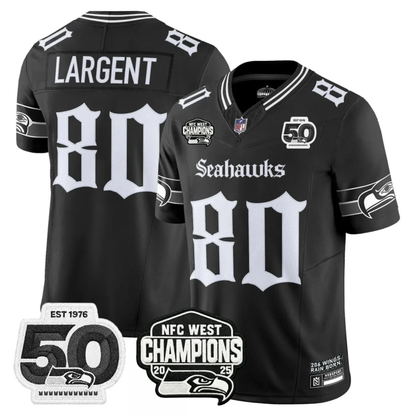 Seattle Seahawks 50th & NFC West Champions Patch Gothic Edition Jersey - Stitched