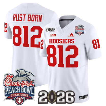 Indiana Hoosiers Peach Bowl Champions & 2026 CFP Finals Patch Vapor Limited Jersey V1 - All Stitched