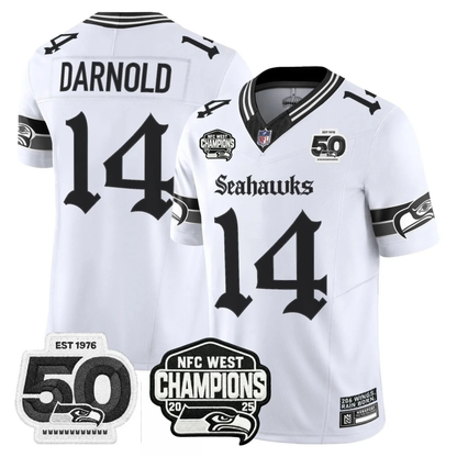 Seattle Seahawks 50th & NFC West Champions Patch Gothic Edition Jersey - Stitched