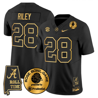 BAMA 2025 Rose Bowl Gold Vapor Limited Jersey - Alabama Map - All Stitched