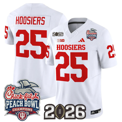 Indiana Hoosiers Peach Bowl Champions & 2026 CFP Finals Patch Vapor Limited Jersey V1 - All Stitched