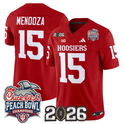Indiana Hoosiers Peach Bowl Champions & 2026 CFP Finals Patch Vapor Limited Jersey V1 - All Stitched
