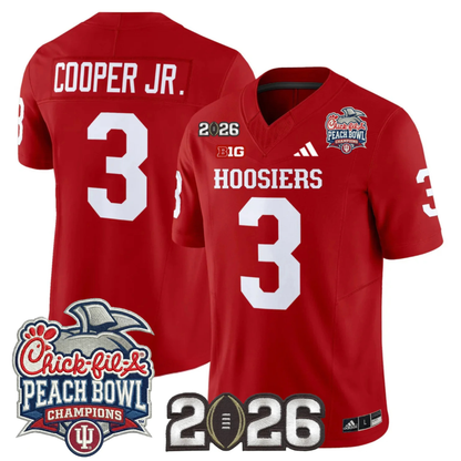 Indiana Hoosiers Peach Bowl Champions & 2026 CFP Finals Patch Vapor Limited Jersey V1 - All Stitched