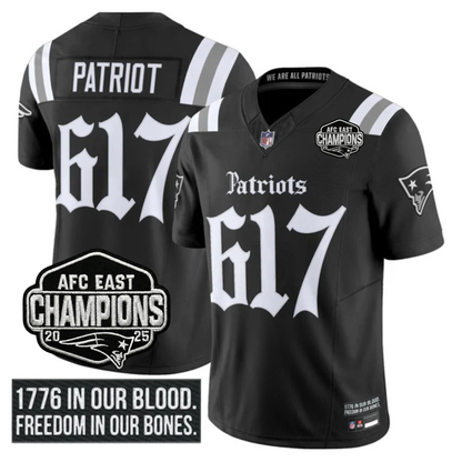 NE 'Gothic Revolution Edition' AFC East Champions Patch Vapor Limited Jersey - All Stitched