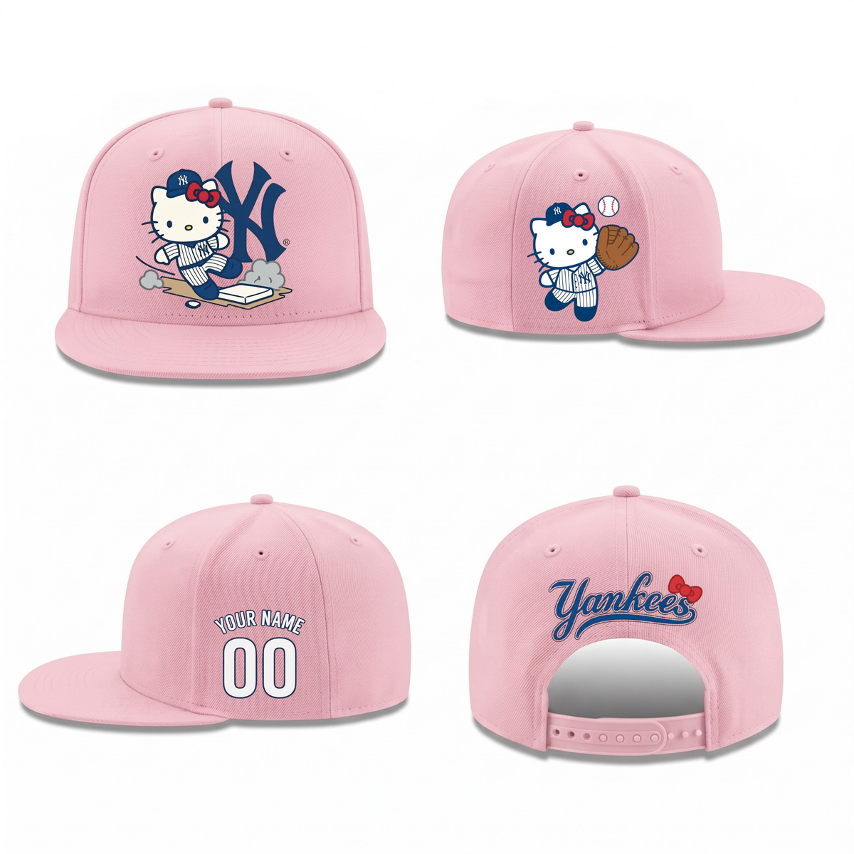 NYY x Meow KT Personalized Snapback Cap - Printed