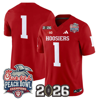 Indiana Hoosiers Peach Bowl Champions & 2026 CFP Finals Patch Vapor Limited Jersey V1 - All Stitched