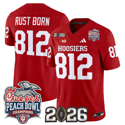 Indiana Hoosiers Peach Bowl Champions & 2026 CFP Finals Patch Vapor Limited Jersey V1 - All Stitched