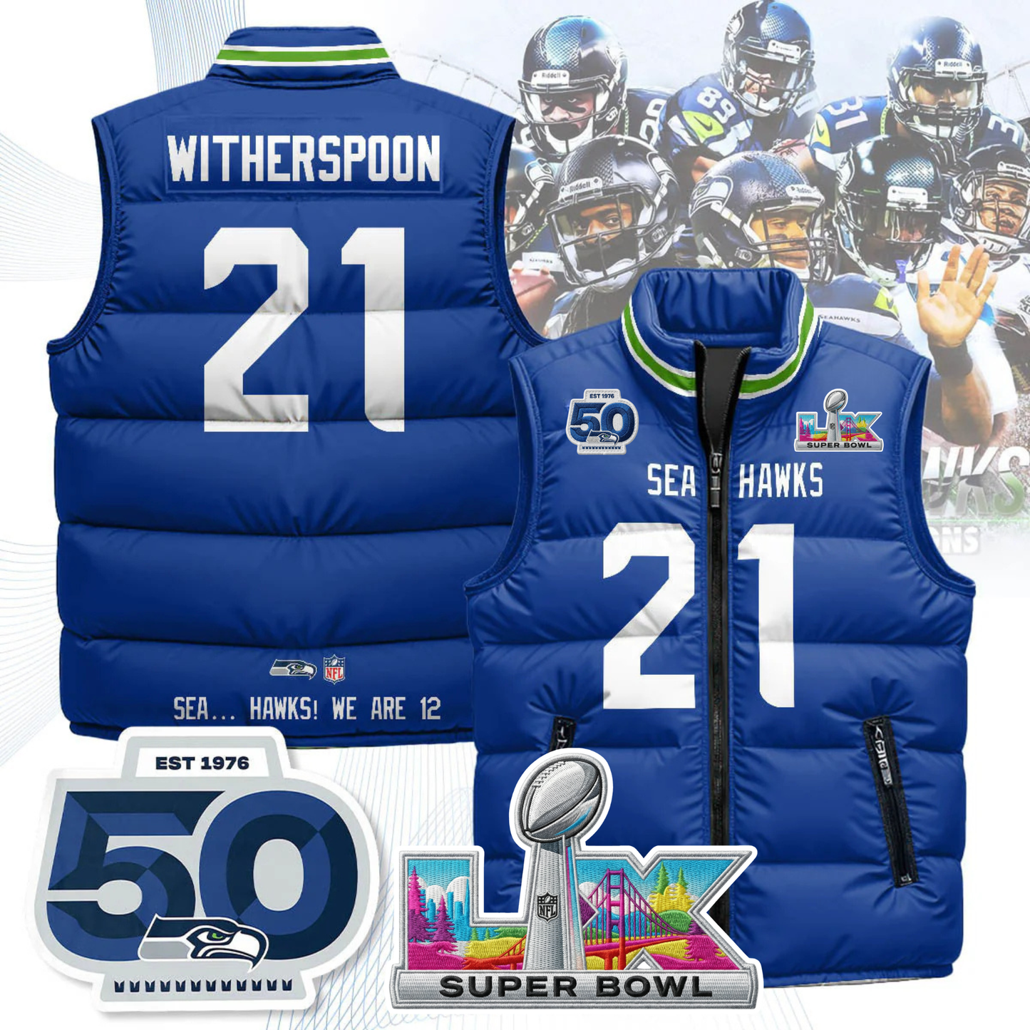 SEA NFC Champions Patch Unisex Puffer Vest