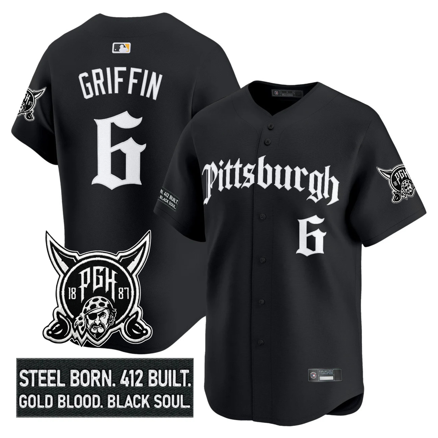 PIT 'Gothic Steel City Edition' Vapor Premier Limited Jersey - All Stitched