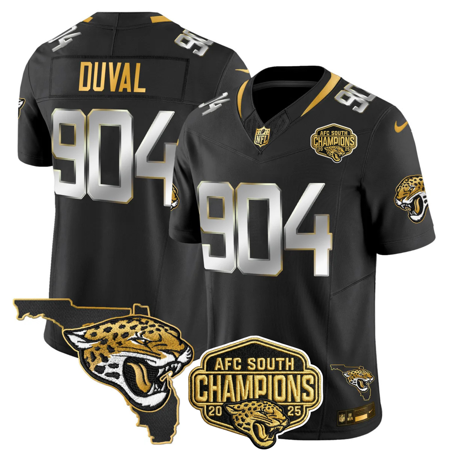 JAX 2025 AFC South Champions Gold Vapor Limited Jersey - All Stitched