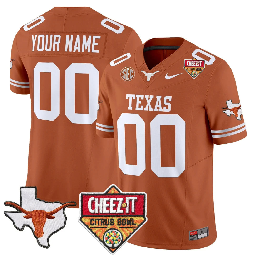 TEX 2025 State Map & Citrus Bowl Patch Vapor Limited Custom Jersey - All Stitched
