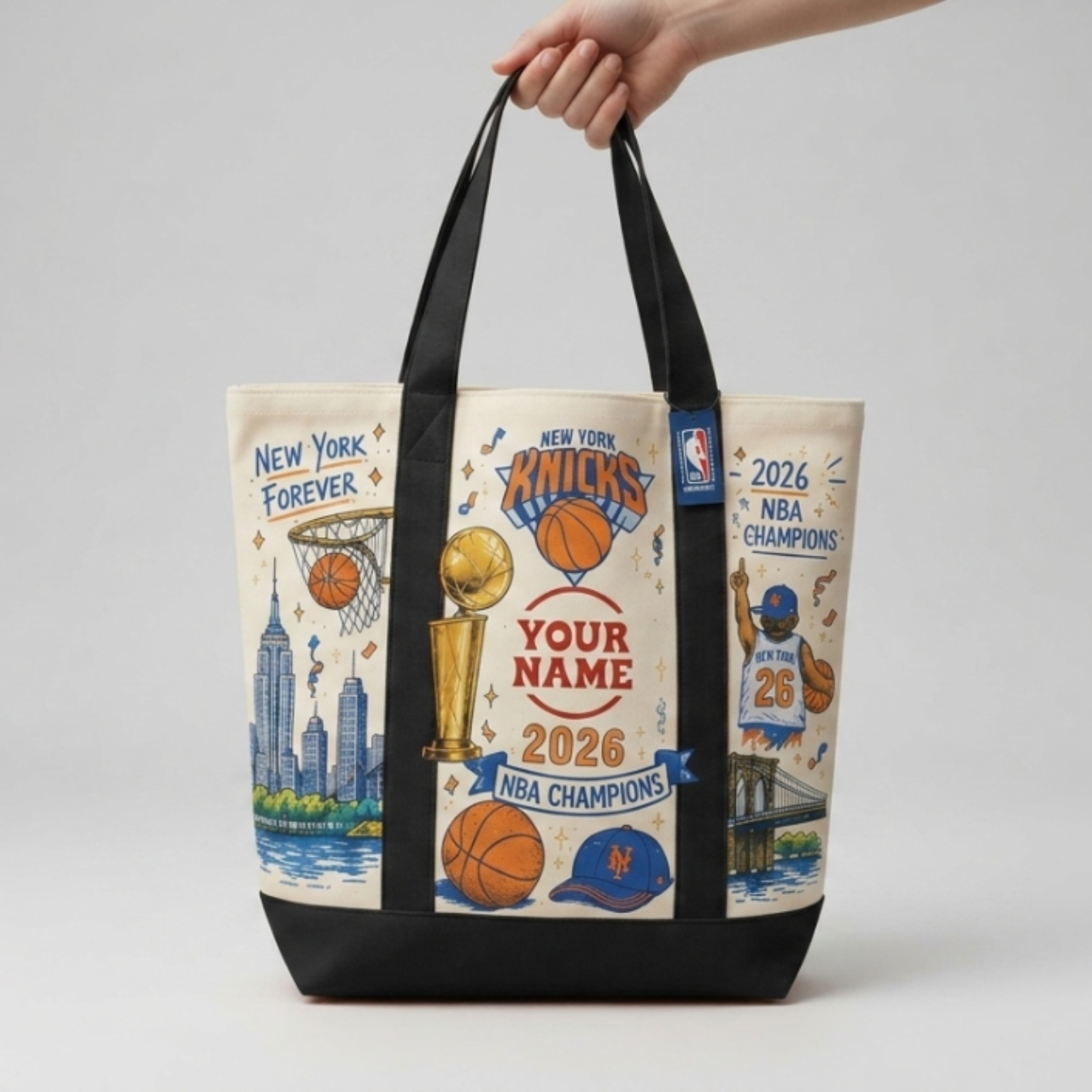 NYK 2026 Basketball Champions Custom Printed Canvas Tote Bag