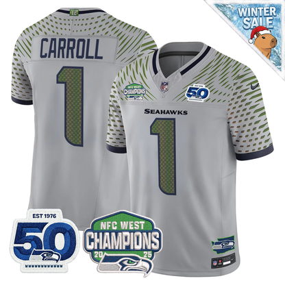 Seattle Seahawks 50th & NFC West Champions Patch Vapor Limited Jersey - Stitched