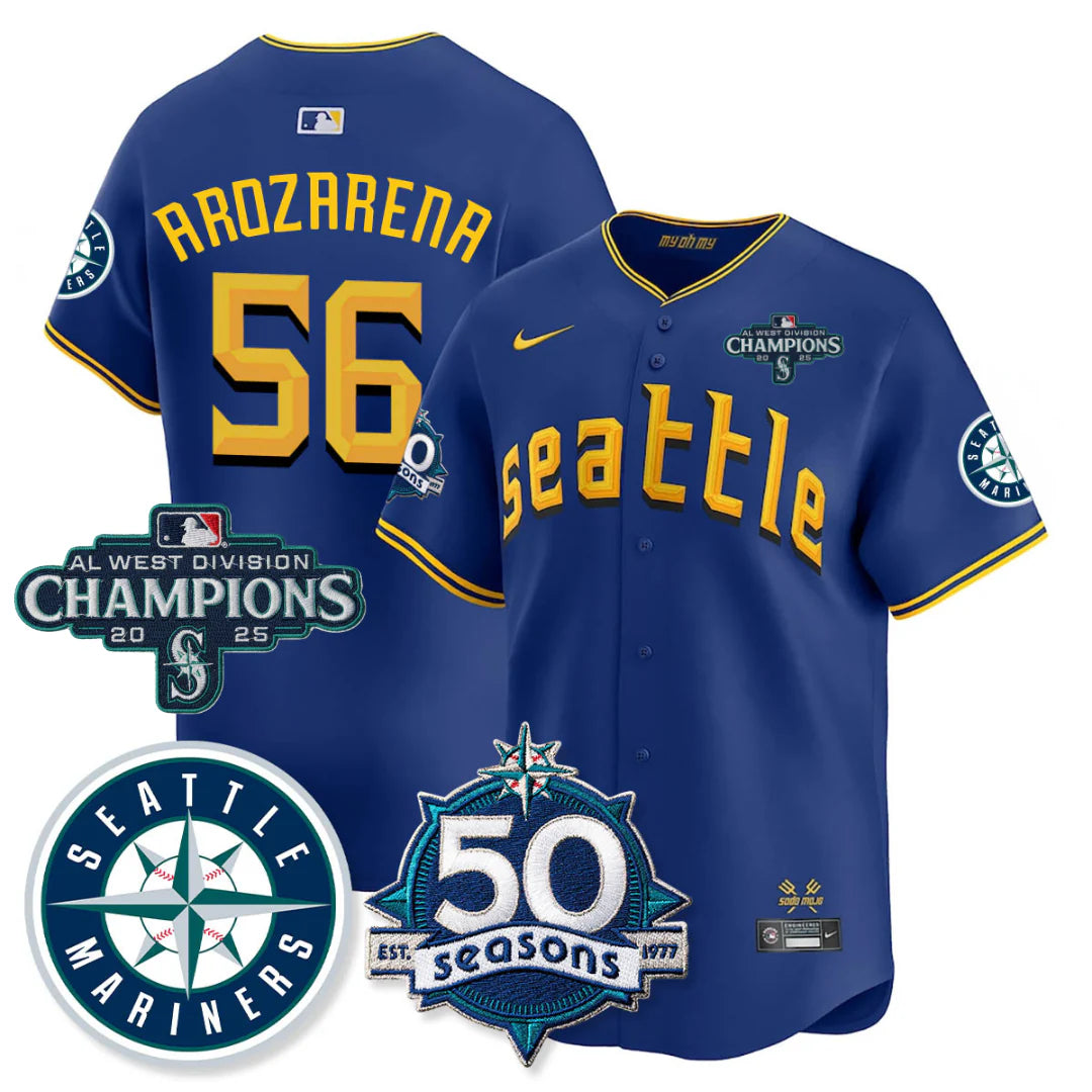 SEA Vapor Premier Limited Gold Jersey - 50th Anniversary & AL West Division Champions - All Stitched
