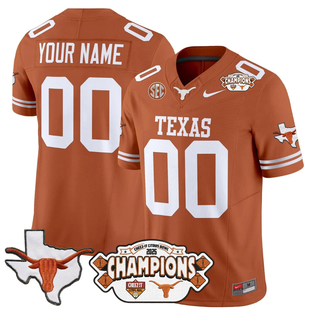 TEX 2025 State Map & Citrus Bowl Champions Patch Vapor Limited Custom Jersey - All Stitched