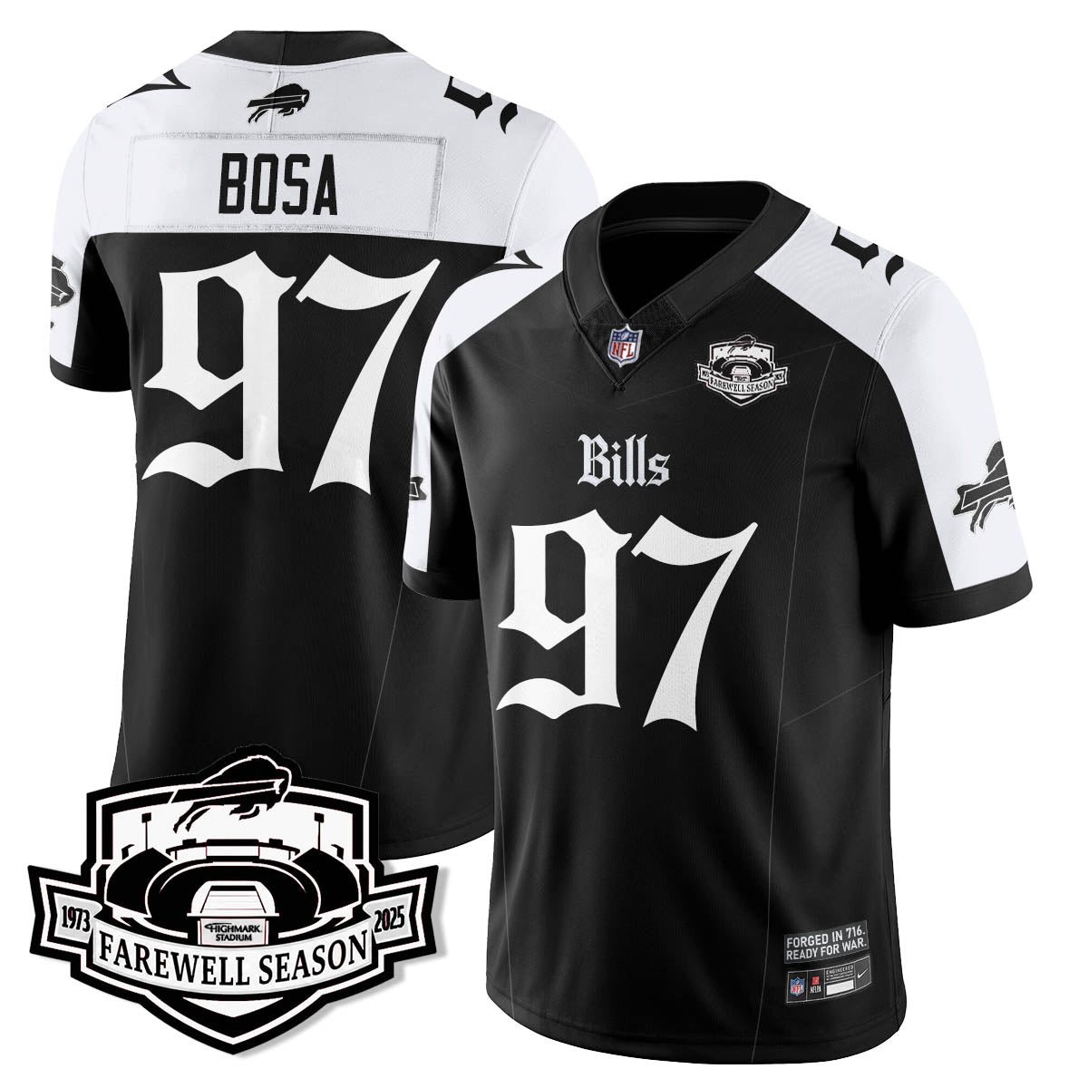 BUF Gothic Vapor Limited Jersey - Farewell Highmark Patch - All Stitched