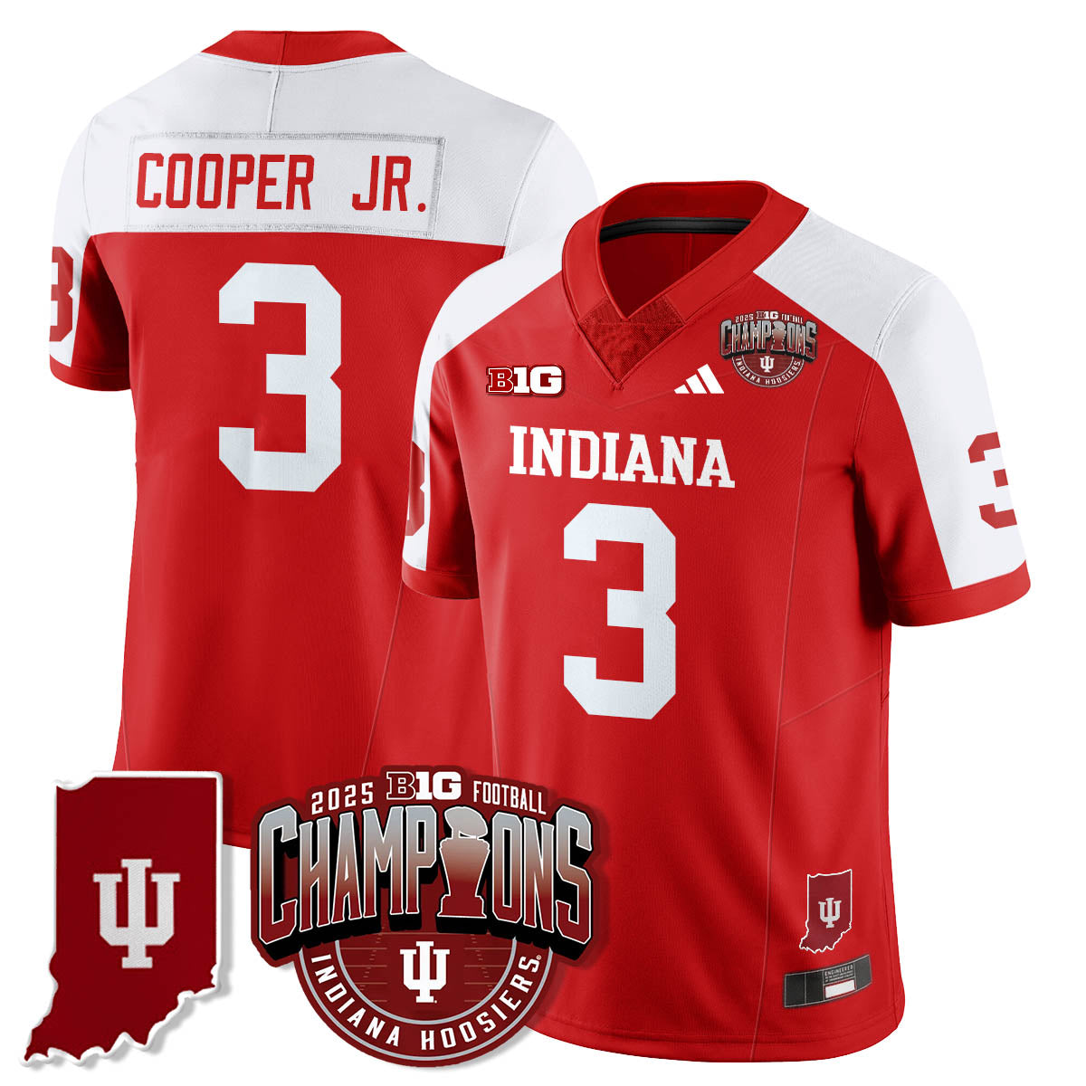 Indiana Hoosiers Vapor Limited Football Jersey - Big 10 Champions - All Stitched