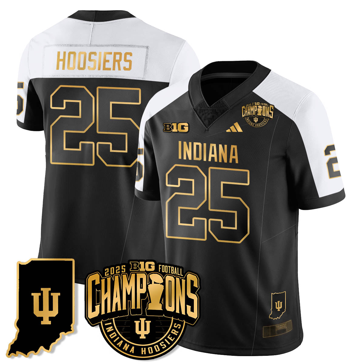 Indiana Hoosiers Vapor Limited Football Gold Jersey - Big 10 Champions - All Stitched