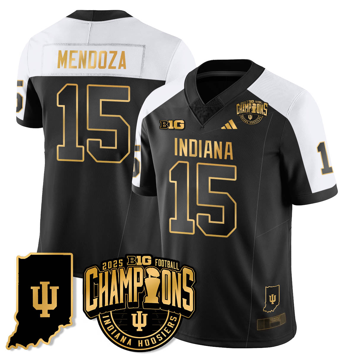 Indiana Hoosiers Vapor Limited Football Gold Jersey - Big 10 Champions - All Stitched