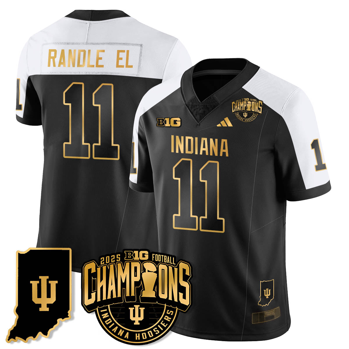 Indiana Hoosiers Vapor Limited Football Gold Jersey - Big 10 Champions - All Stitched